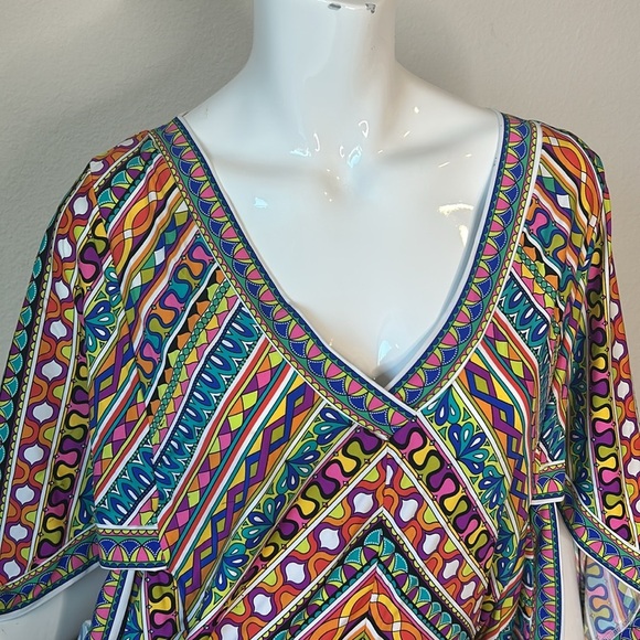 Trina Turk Peruvian, striped kimono swimsuit, cover-up dress size S - Picture 3 of 8